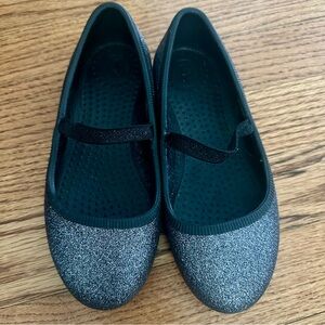 Native Kids Glitter Mary Jane Flats in Black and Silver